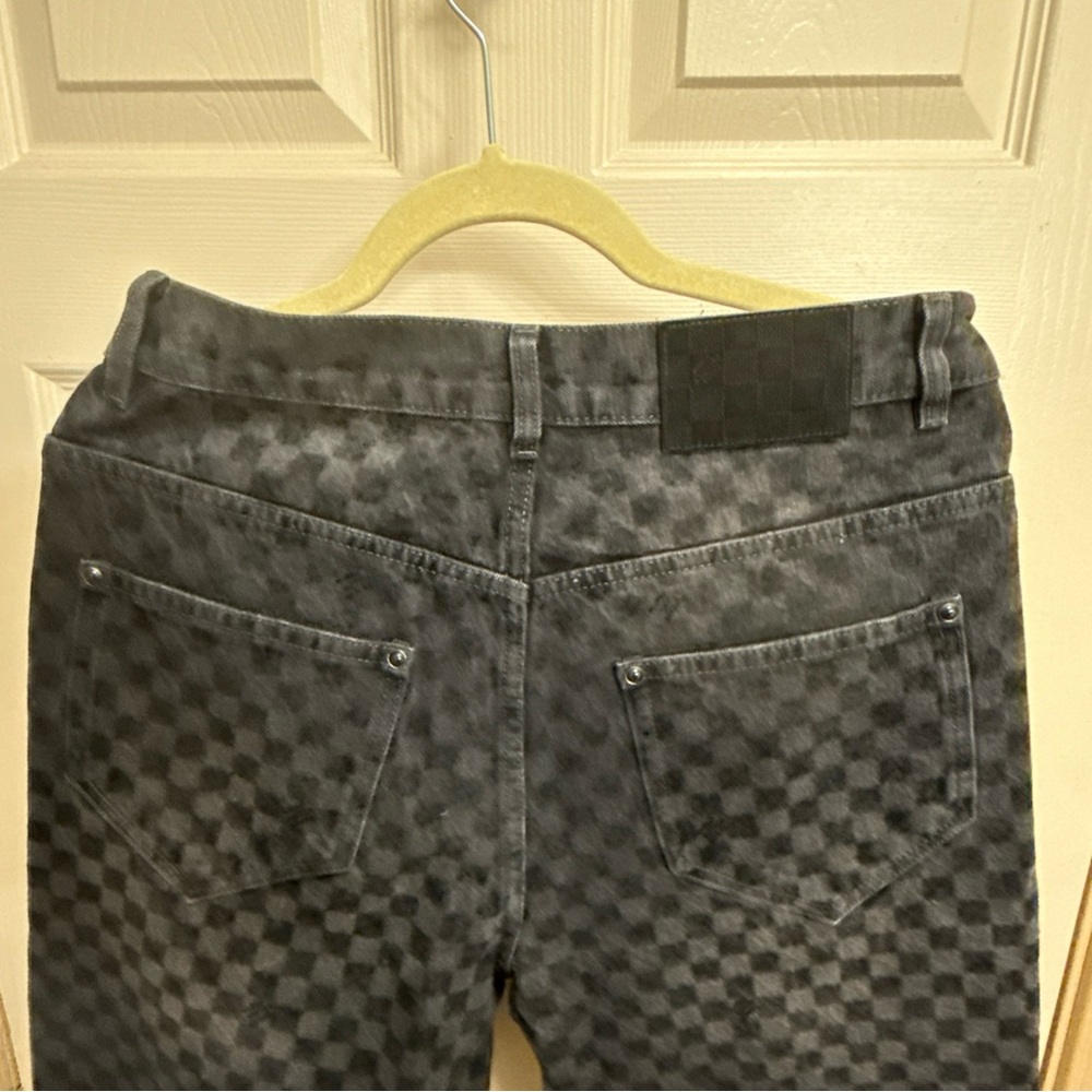 Louis Vuitton Black Patterned Denim Jeans Size 32